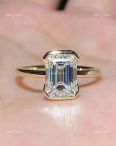 Lab Grown Diamond 14K Yellow Gold Mothers day Statement Solitaire Ring Jewelry - Picture 1 of 16