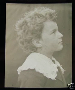 Linterna Mágica de Vidrio Diapositiva PERFIL DE UN NIÑO JOVEN C1900 EDUARDIANO - Imagen 1 de 2