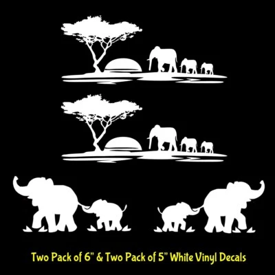 Elephant African Safari 4 calcomanías de vinilo coche camión ventana tableta cuaderno vasos Foto 1 de 2