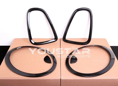 Embellecedores de luces traseras de faros negros brillantes en stock de EE. UU. para MINI Cooper R56 R57 R58 R59 Foto 1 de 4