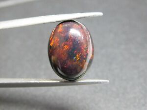 5.05 Carat Natural Welo Fire Ethiopian Black Opal 11x14 mm Oval Loose Cabochon