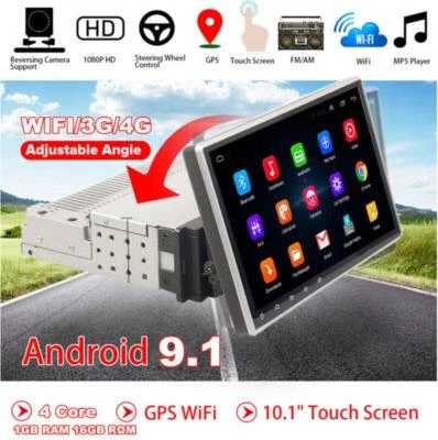 10.1" Ajustable 1Din Android 9.1 Coche GPS 1GB+16GB Wifi BT Espejo Enlace OBD DAB Foto 1 de 4