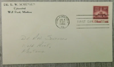 First Day Of Issue Independence Hall Philadelphia 1956 VTG Stamp Envelope Cover - Image 1 of 4