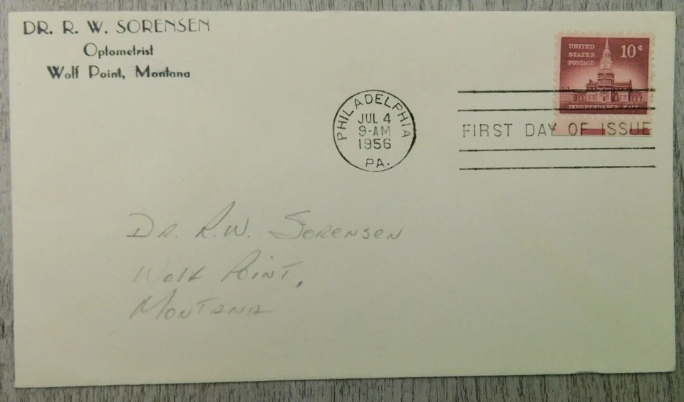 First Day Of Issue Independence Hall Philadelphia 1956 VTG Stamp Envelope Cover - Image 1 of 4