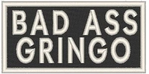 BAD ASS GRINGO gestickter Bügelbild Patch MC Biker Emblem WEISS Rand - Bild 1 von 1