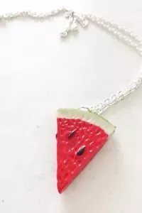 Summer Watermelon Slice FRUIT FRUITY SUMMER 3D 24" Silver Necklace Quirky - Picture 1 of 4