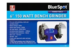 150W 230V ELECTRIC TWIN BENCH GRINDER & POLISHER + 2 x 6" STONE GRINDING WHEELS - Picture 1 of 3
