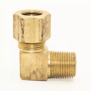 Thrifco 6969016 #69 1/2 Inch x 1/2 Inch Lead-Free Brass Compression MIP Elbow - Picture 1 of 6