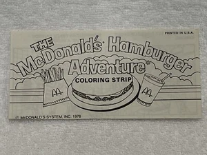 Tira para colorear McDonald's de colección 1978 The Hamburger Adventure con Ronald y Hambuglar - Imagen 1 de 7