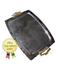 Kromex Tray Silver With Gold Handles 18”L 13”W - Picture 1 of 4