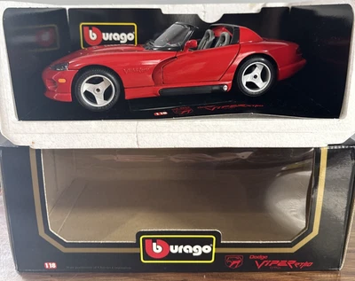 Dodge Viper RT/10 1992 3025 modelo rojo - Burago escala 1/18 fundido a presión - usado Foto 1 de 4