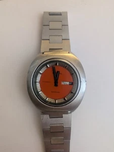 Vintage FORTIS Spaceleader Automatic Day-Date Orange Dial Watch (Needs Repair) - Picture 1 of 23