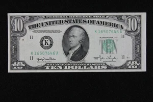 NEW LOW SERIAL # $10 1950 Narrow Federal Reserve Note K16507646A ten dollars K11 - Picture 1 of 3