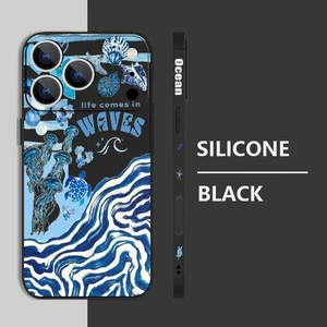 For iPhone 17 16 Pro Max 16e 15 14 13 12 11 Slim Waves Pattern Rubber Case Cover - Picture 1 of 21