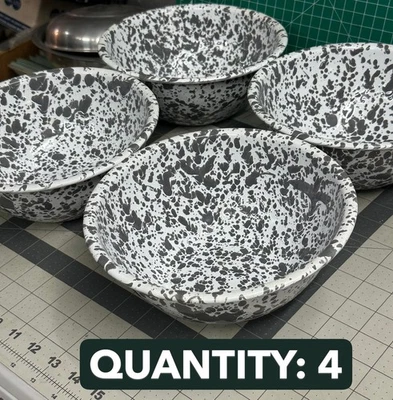 Nuevo paquete de 4 lote de esmaltes Crow Canyon 8" tazón para servir estilo mármol gris D18GYM Foto 1 de 4