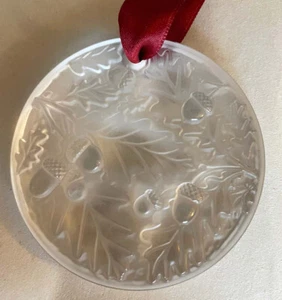 LALIQUE 2016 Chene Oak Clear Crystal Christmas Ornament New in Box Mint - Picture 1 of 8
