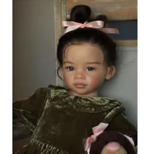 32" Toddler Reborn Baby Doll Rooted Brown Hair Girl Artist Handmade Toys Gift - Picture 1 of 6