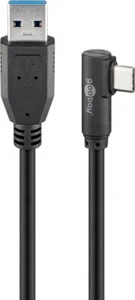 USB 3.0 USB-C™-auf-USB-A-Kabel 90°, 2,0 m, schwarz - Bild 1 von 1