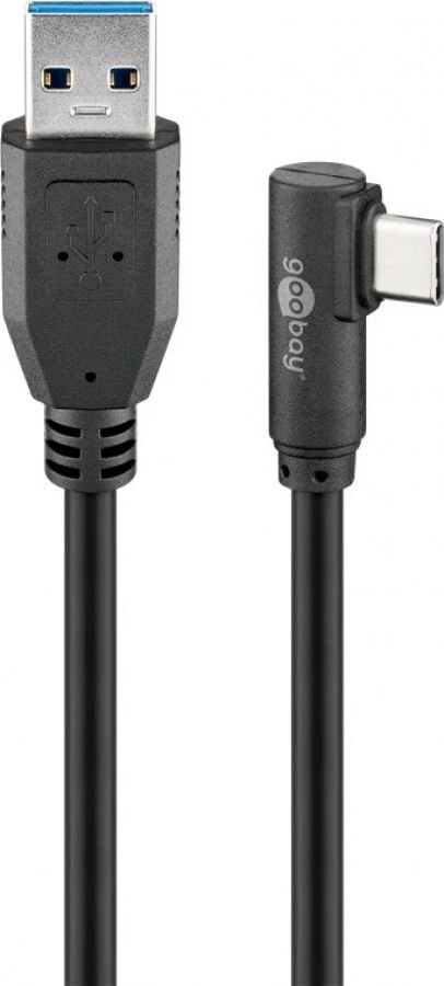 USB 3.0 USB-C™-auf-USB-A-Kabel 90°, 3,0 m, schwarz - Bild 1 von 1