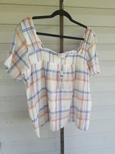 Alexander Jordan Tunika Sommer Übergröße Bluse creme kariert Georgette Stretch Neu mit Etikett - Bild 1 von 7