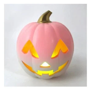 Halloween Jack-O-Lantern Light Up Pumpkin Figurines - Pink - Picture 1 of 5