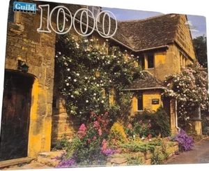 GUILD Jigsaw Puzzle 1000 Pc 20-1/8"x27-1/2" Cottage Cotswold Hasbro 2000 VTG NEW - Picture 1 of 3