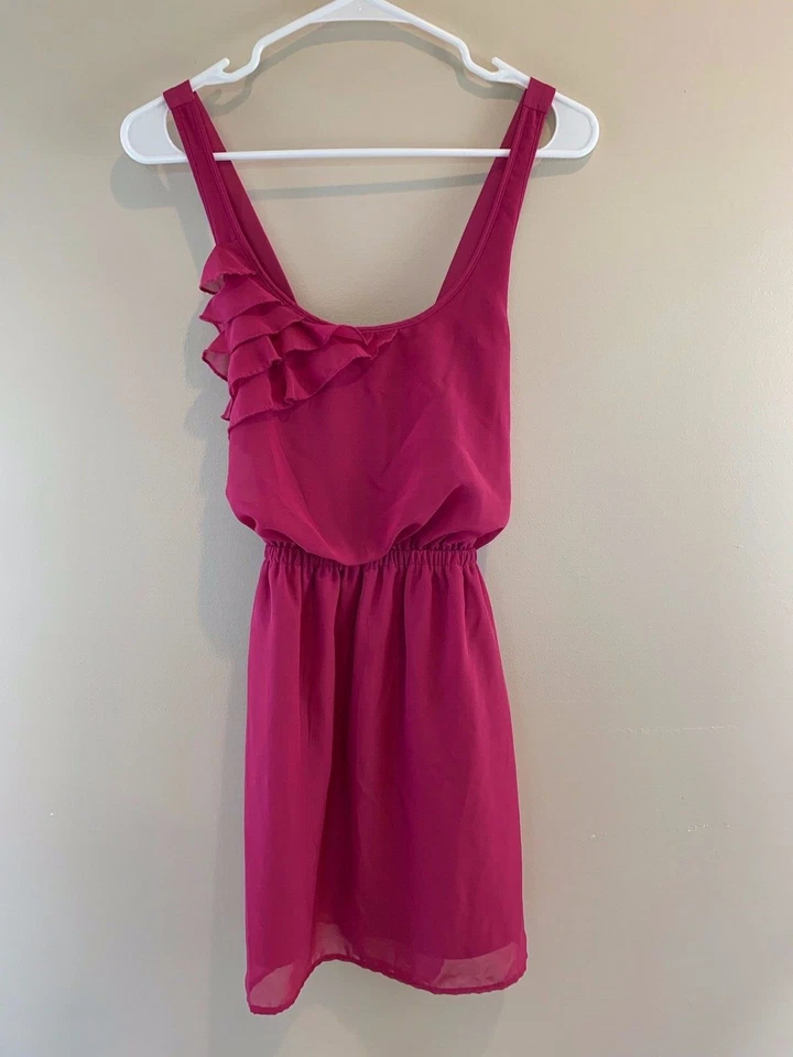 Eyelash Couture Lightweight Sleeveless Ruffle Top Pink Dress SZ SM - Image 1 of 4