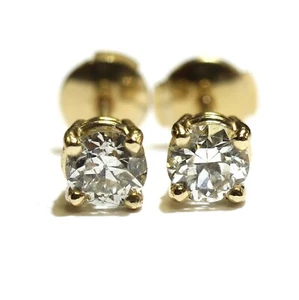 Pendientes GIA 14k Oro Amarillo 1.09ct I2 L Diamante Redondo Natural Nuevos - Imagen 1 de 10