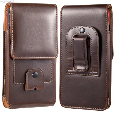 Vertical Leather Cell Phone Belt Clip Pouch Case for iPhone Xs MAX 16/7/8 Plus - Image 1 of 4