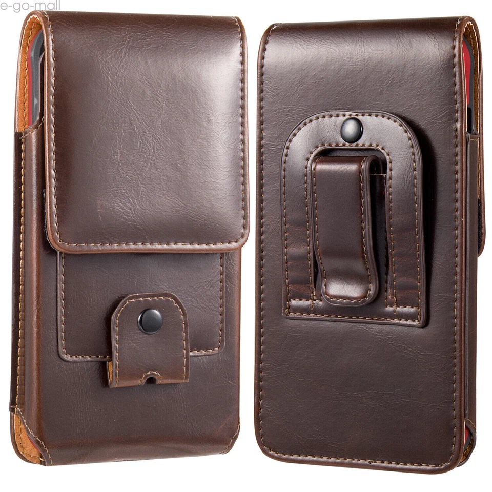 Vertical Leather Cell Phone Belt Clip Pouch Case for iPhone Xs MAX 16/7/8 Plus - Image 1 of 4