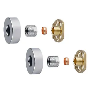 Shower Bar Valve Easy Fast Fix Fitting Kit: Round Chrome Shrouds Fixing Included - Picture 1 of 8