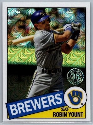 2020 topps basball series 2 robin yount 1985 silver pack mojo refractor #25 - Image 1 of 2