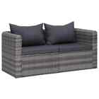 2pcs Patio Rattan Corner Sofa Garden Loveseat Cushioned Outdoor Furniture Grey