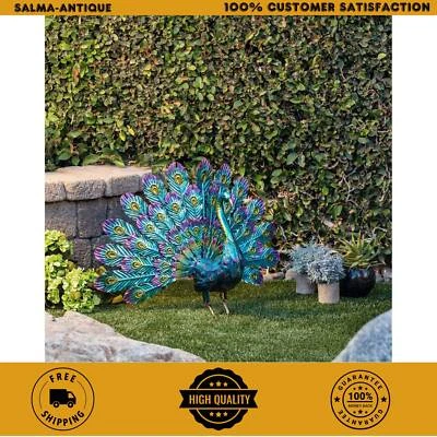 Decoración Exterior Realista Metálica Cola de Pavo Real Extendida Patio Estatua Jardín NUEVO Foto 1 de 4