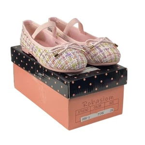Robasiom Little Girls 10.5 Mary Jane Princess Sparkle Pink Plaid Dress Shoes - Picture 1 of 12