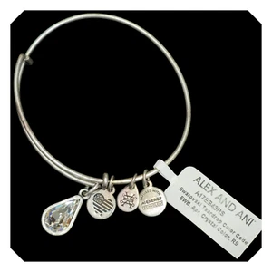 Alex und Ani Swarovski Klar Kristall Träne April Silber Ton Armreif Armband - Bild 1 von 5