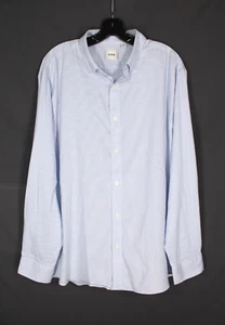 ROWM Lightweight TWILL Blue/White STRIPES Button-Up FLAT FRONT Men's SHIRT Sz XL - Picture 1 of 4