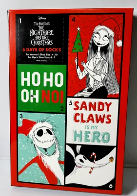 Nightmare Before Christmas 2 Prs Crew Socks 4 Prs No Show Socks Unisex Sock Box - Image 1 of 4