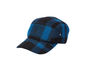 Polo Ralph Lauren Blue Buffalo Check Plaid Wool Five Panel Baseball Cap Hat New - Picture 1 of 3