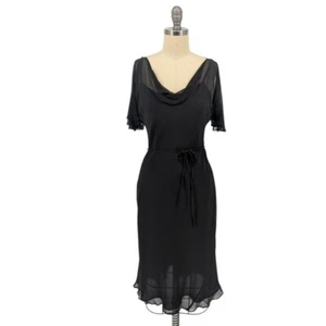Express Chiffon Cowl Neck Silk Dress Black 1/2 y2k 90s bohemian preppy goth punk - Picture 1 of 10