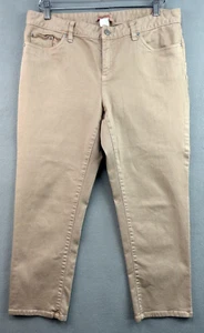 Fresh Produce Pants Crop Jeans Large Beige Khaki Stretch Mid Rise Straight - Picture 1 of 8