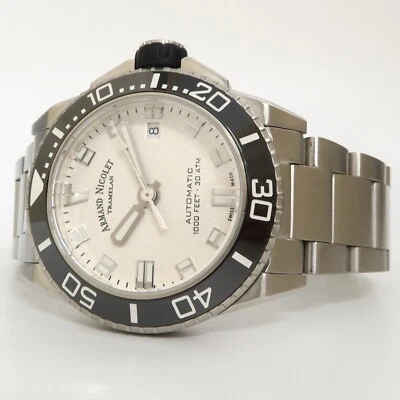 Armand Nicolet JS9-41 черный ободок из нержавеющей стали серебристый циферблат 41 мм A481AGN-AG-MA2481AA - Изображение 1 из 4