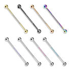 Industrial Barbell Surgical Steel with CNC Settings Lined CZ on Bar 14G
