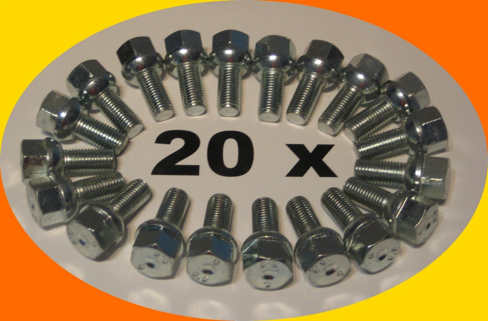 20 x Radschraube M12x1,5 25mm Anhänger Radbolzen mit Kugelbund ALKO, BPW, Knott