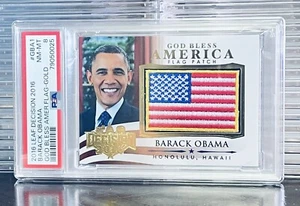 Barack Obama 2016 Decision U.S. American Flag Patch Gold Foil Card PSA 8 NM-MINT - Picture 1 of 2