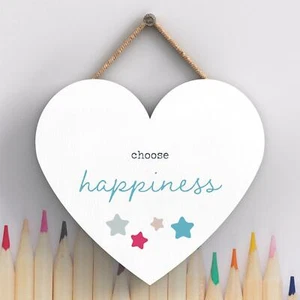 CHOOSE HAPPINESS RAINBOW POSTIVITY THEMED COLOURFUL HANGING PLAQUE - Picture 1 of 1
