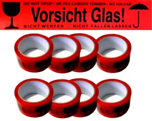 6x V48 Paketband 66m Vorsicht Glas Rot Klebeband Karton Packband Band Packbänder - Bild 1 von 2