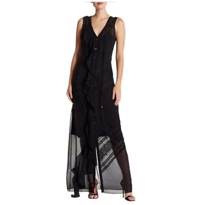 Haute Hippie Silk Sheer Maxi Dress Size XS Black Party Cocktail Elegant - Picture 1 of 16