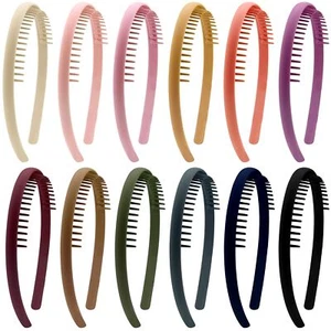 12 Pieces Hair Headbands with Teeth - Non-Slip Plastic Comb Headbands for Gir... - Picture 1 of 7