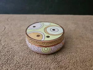 RARE FABIENNE JOUVIN CLOISONNE ENAMEL RHONDO TRINKET BOX RETRO DECORATION 3 1/4" - Picture 1 of 8